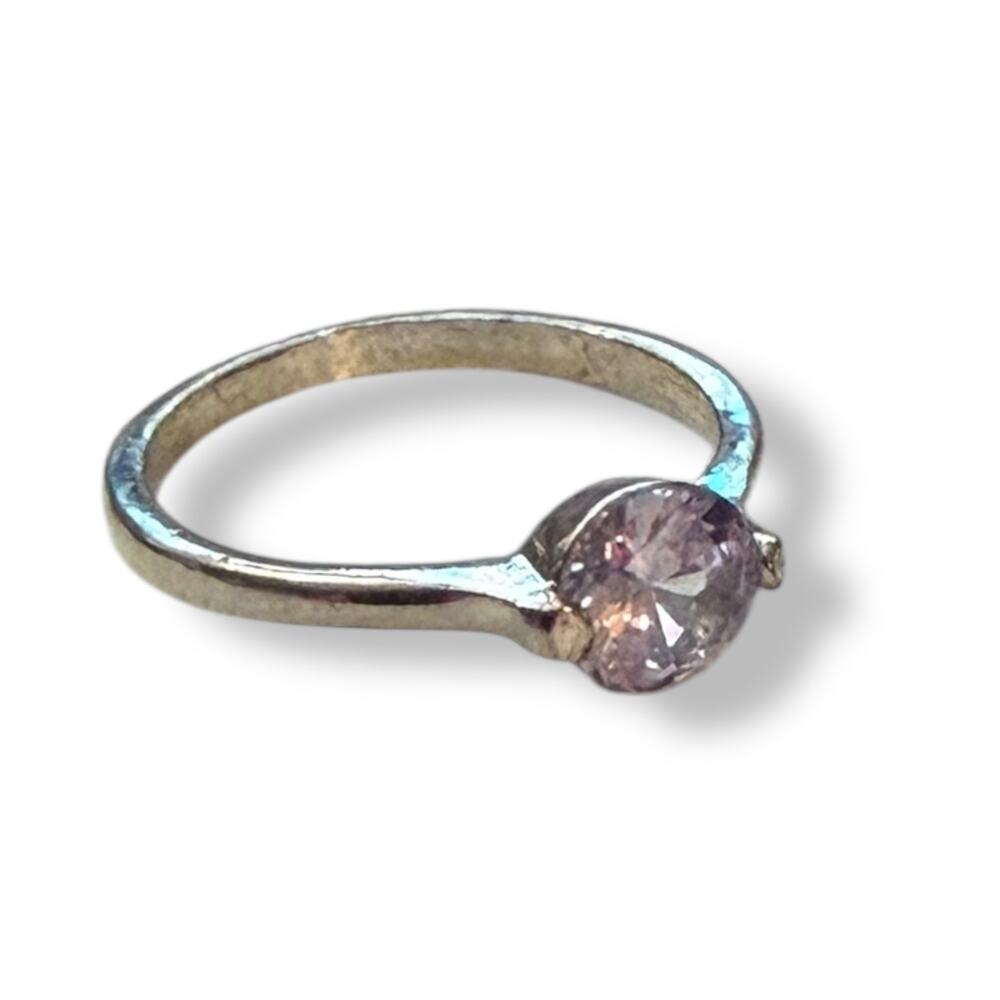 Faux Amethyst Solitaire Light Purple Silver Ring Size 6.5 NEW